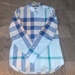 Burberry Long Sleeve Plaid Button Down Shirt
